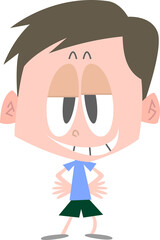 腰に手を当ててニヤニヤする男性主線なし