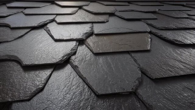 Smooth plasma glaze lines interspersed with textured basalt shingles create an innovative roofing solution, merging aesthetics with enhanced fire safety