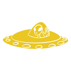 Alien arriving in an UFO