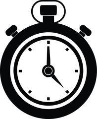 Stopwatch silhouette vector, sports timer icon, minimal timekeeping design, athletic countdown symbol
