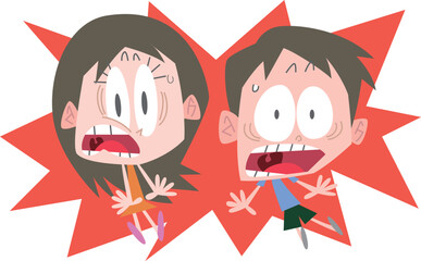 驚いてる男女主線なし