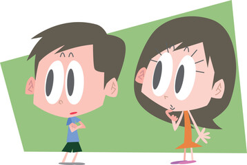 何かを見つめる男女主線なし