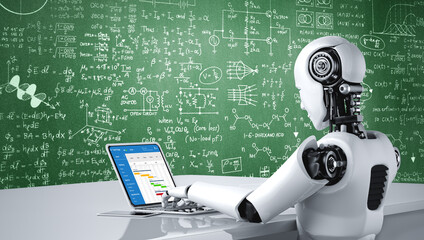 Fototapeta premium Project planning software for modish business project management on the computer screen showing timeline chart of the team project