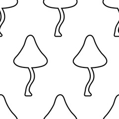 Seamless black and white pattern with mushroom icon. Silhouettes of fly agaric on a white background. Vector illustration