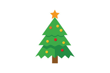 Christmas Tree Holiday Design for Decor on White Background 
