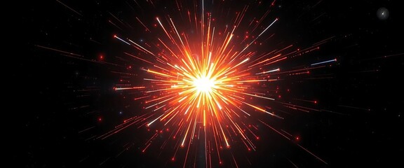 Fototapeta premium High-contrast cosmic burst; radiant energy explodes in dark space, void, mystical