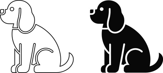 Fototapeta premium Cute Dog Icon Line Art and Solid Black Design for Pet Lovers