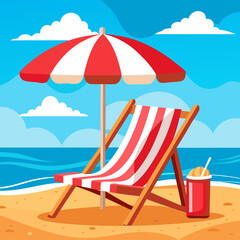 beach chairs and umbrella