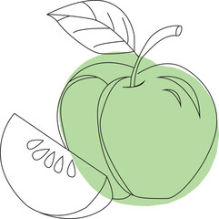 Fresh green apple vector illustration for healthy eating, organic food and nutrition concepts