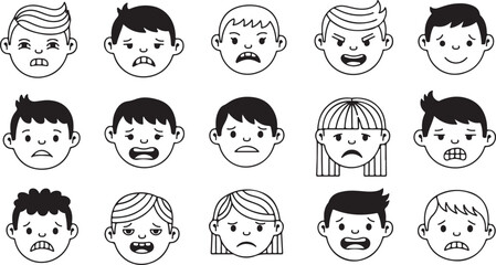 Cartoon Faces of Boys and Girls