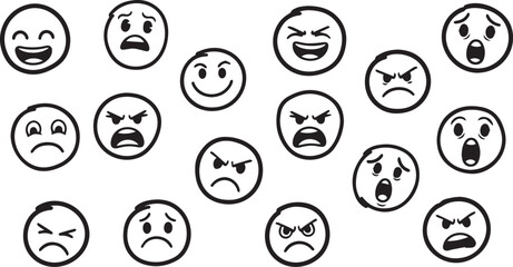 Emoji Style Faces with Expressions