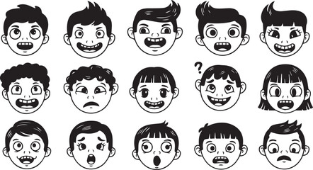 Cartoon Boy Facial Expressions