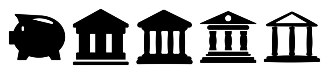 Piggy Bank Leading to Series of Banks Suggesting Savings Growth Path