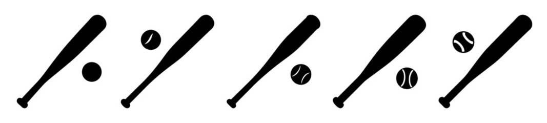 Monochromatic Baseball Bat and Ball Set on a White Background