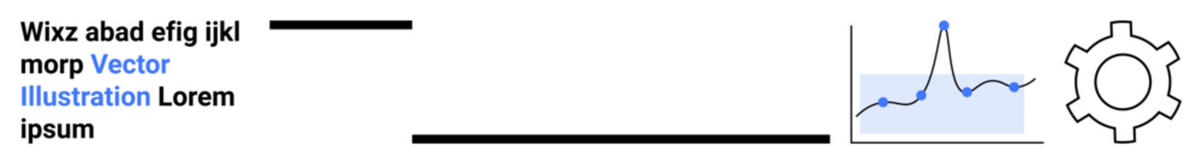 Graph line chart next to gear symbolizing data analysis, performance tracking, and system optimization. Ideal for technology, business efficiency, web tools, software, analytics, engineering