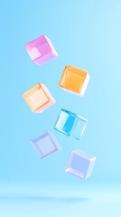 Floating Pastel Cubes on Blue Background