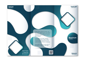 Business Brochure with Three Folds, Flyer Liquid Concept, Vector Illustration