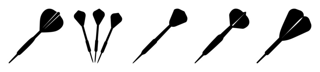 Black Silhouette of Darts with Different Designs, Various Styles, and Different Arrangements