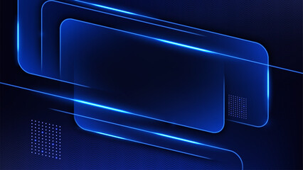 Abstract Blue Lines Frame Template on Dark Background, Vector Illustration
