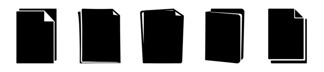 An assortment of paper documents showing different views and states of folders