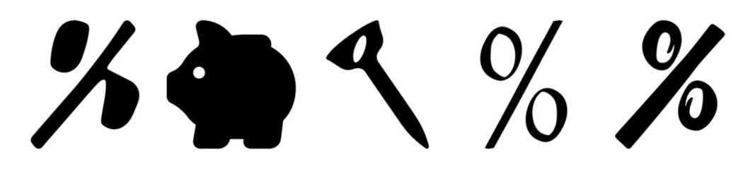 Interest Rates and Savings Financial Concept with Percentage Symbols and Piggy Bank