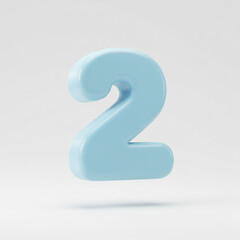 Fototapeta premium Light Blue 3D Number Two Clean, Minimalist Digital Rendering