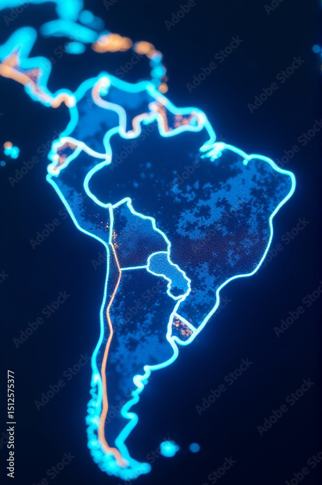 Poster a map of the world with a blue glow effect