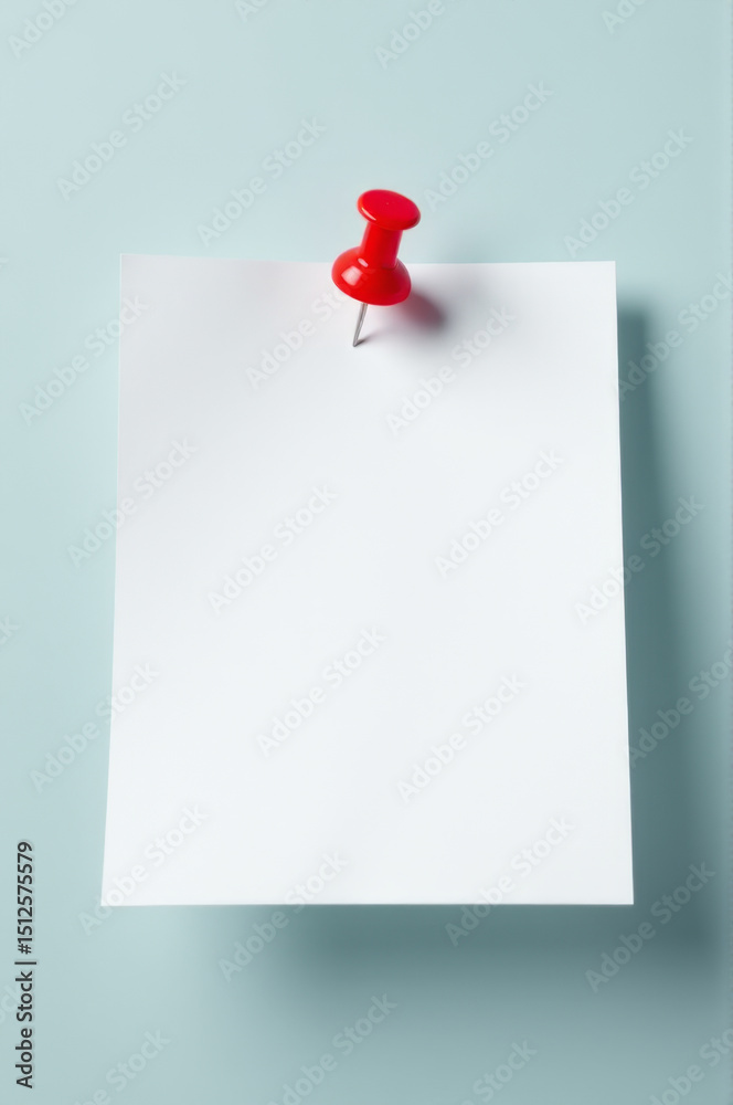 Aufkleber A single paper with a red pushpin used for marking and highlighting information