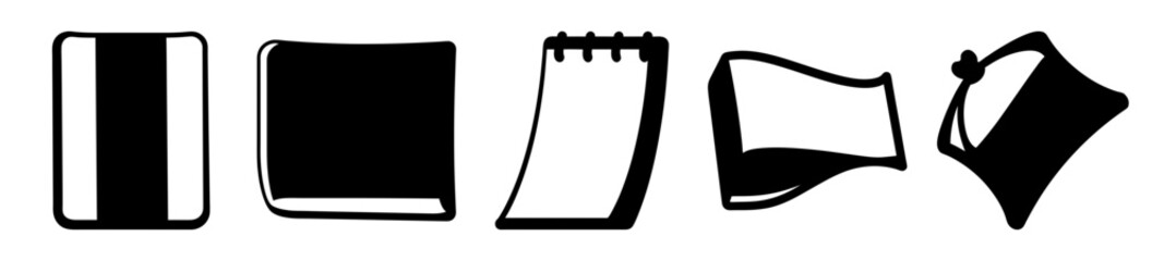 Collection of black and white paper icons in various shapes and forms