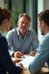 A group of friends or colleagues gathered around a table for socializing or work