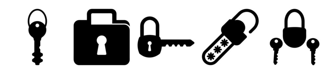 Obraz premium A collection of lock and key icons representing different security methods
