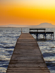 Fototapeta premium Lake pier at sunset