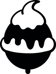 Rocky road ice cream silhouette vector on transparent background