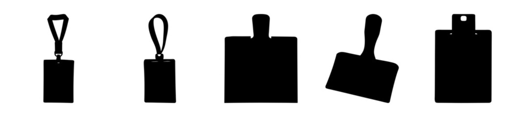 Obraz premium Silhouettes of identification badges and cutting boards with varying shapes and styles