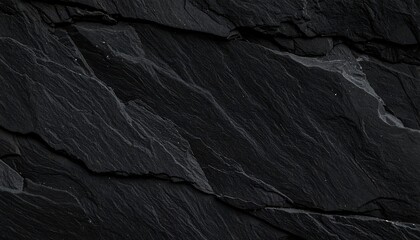 Natural Black Slate Stone Textured Surface Background