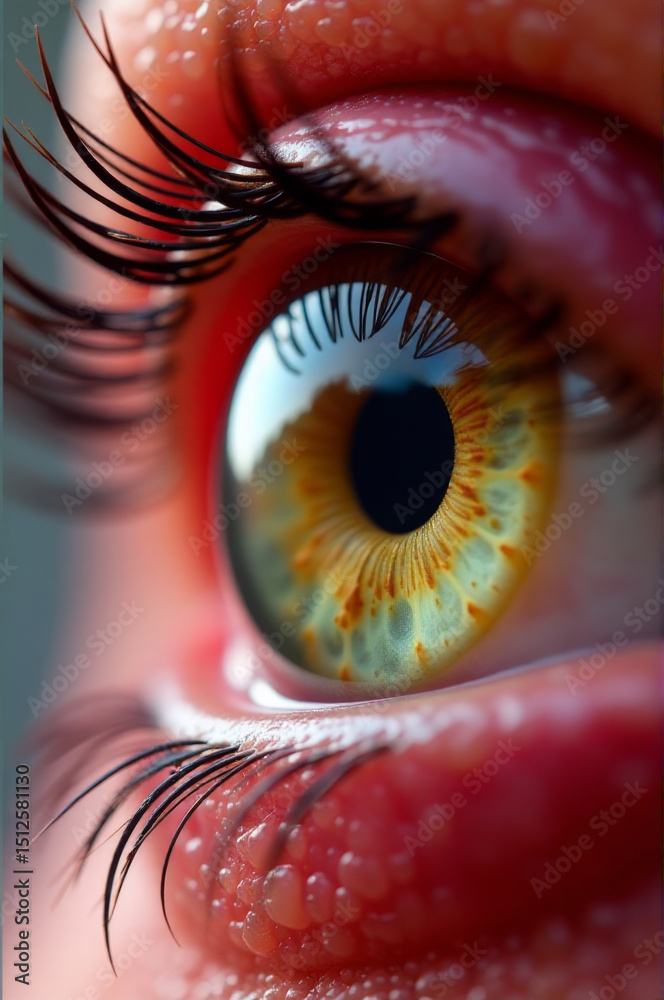 Poster close-up view of an individual's eye with distinctive long eyelashes
