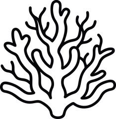 Coral reef outline vector icon on transparent background