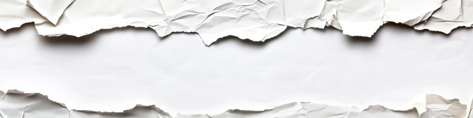Realistic Ripped Paper Edges - Isolated Horizontal Banner for Empty Notes and Labels