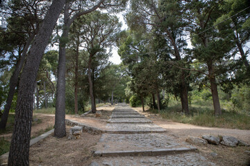 Fototapeta premium Marble view of Marjan hill and Split city coastline in Croatia, Dalmatia region.