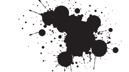 Ink splash isolated on white background. Black drop ink splatter. Black Ink splash texture background. 