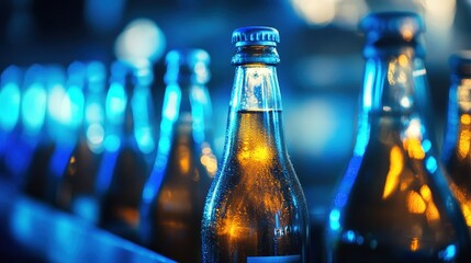 Large-Scale Beverage Production Facility in China with Automated Assembly Lines and Blurred Blue Background