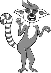 happy cartoon lemur animal character