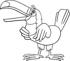 cartoon toucan bird wild animal character laughing coloring page