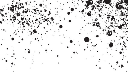 Grunge ink splash dots grained texture on white background. Ink splashes seamless pattern. Black and white spray texture.
