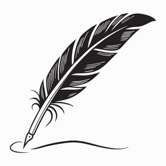 Black and white feather quill pen drawing
