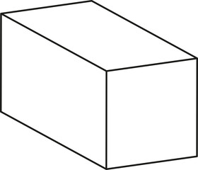 Rectangular block stretched horizontally with emphasized depth and clear geometric outlines.