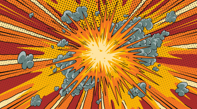 Explosive action in dynamic comic style artwork