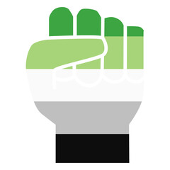Aromantic agender hand finger fist stripe flat