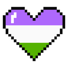 Fototapeta premium Genderqueer heart stripe pixel flat