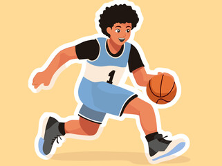 Dynamic Basketball Action: Capturing the essence of athleticism, this illustration portrays a basketball player dribbling with skillful precision during a dynamic game.